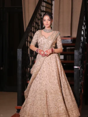 Ivory Hand-Embroidered Lehenga Set