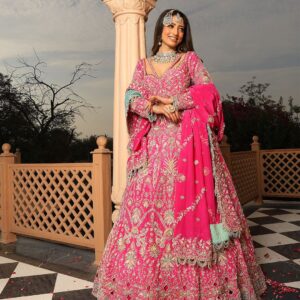 Rani Pink Zardozi Bridal Lehenga Set