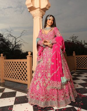 Rani Pink Zardozi Bridal Lehenga Set