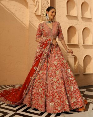 Crimson Zardozi Bridal Lehenga Set