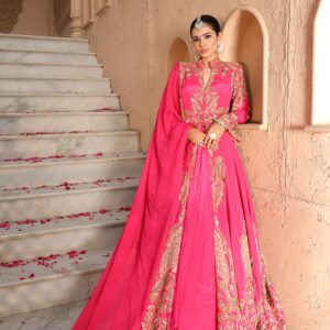 Rose Pink Embellished Anarkali Set