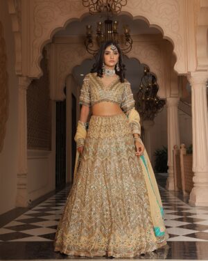 Antique Gold Embellished Lehenga Set