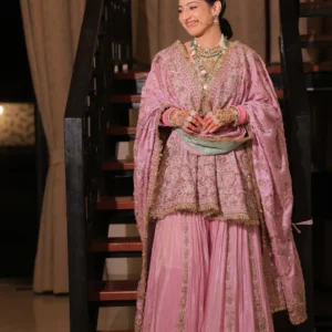 Blush Pink Hand-Embroidered Sharara Set
