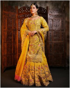 Mustard Embroidered Lehenga Set