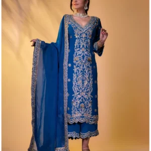 Regal Blue Embroidered Kurta Set