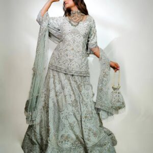 Mint Green Embroidered Sharara Set