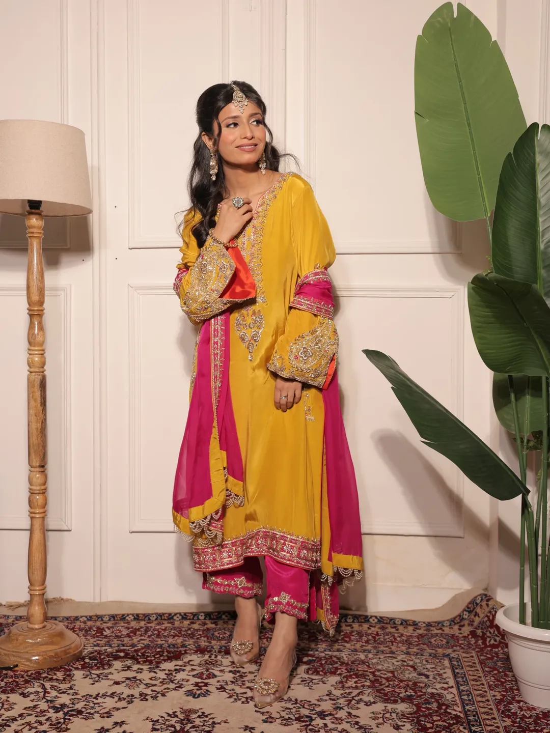 Mustard Yellow Embroidered Kurta Set - Image 3