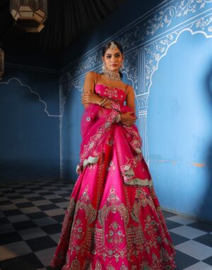Rani Pink Embroidered Lehenga Set