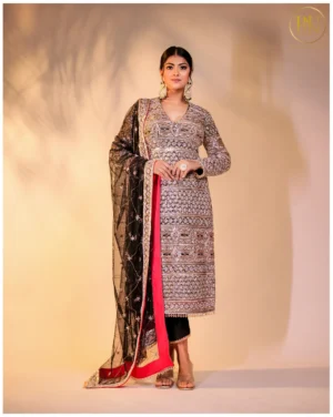 Black Embroidered Kurta Set