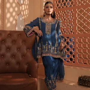 Royal Blue Embroidered Kurta Set