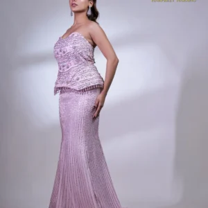 Blush Pink Embellished Tube Top & Skirt Set