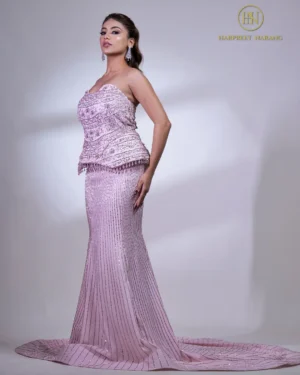Blush Pink Embellished Tube Top & Skirt Set