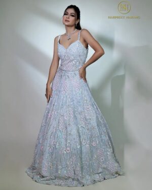 Ice Blue Embroidered Ball Gown